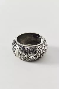 Etched Metal Large Bangle Bracelet