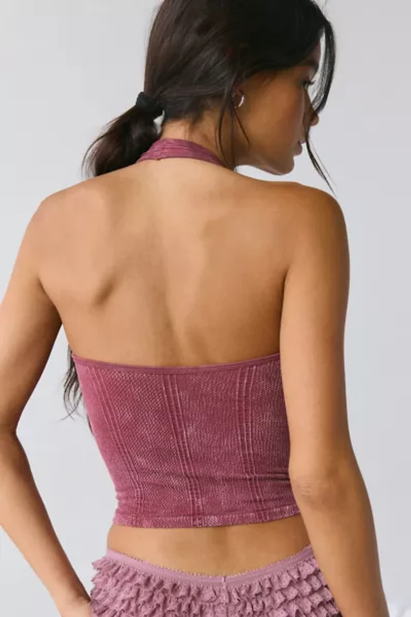 Out From Under Charlie Seamless Knit Halter Crop Top
