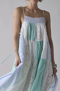 BDG Dakota Side-Tie Patchwork Cotton Midi Dress