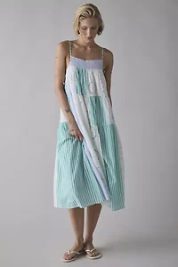 BDG Dakota Side-Tie Patchwork Cotton Midi Dress