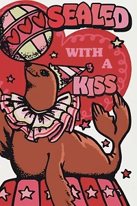 Red Cap Sealed with a Kiss Love Greeting Card