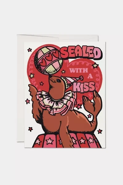 Red Cap Sealed with a Kiss Love Greeting Card