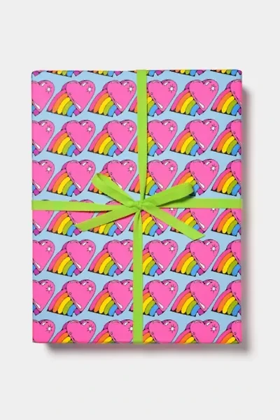 Red Cap Rainbow Hearts Wrapping Paper