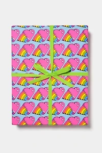 Red Cap Rainbow Hearts Wrapping Paper