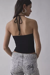 UO Isabel O-Ring Plunging Cowl Halter Top