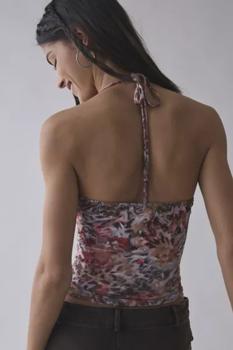 UO Isabel O-Ring Plunging Cowl Halter Top