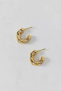 Gem Inset Waterproof Hoop Earring