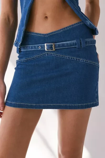 by.DYLN Renae Belted Denim Mini Skirt