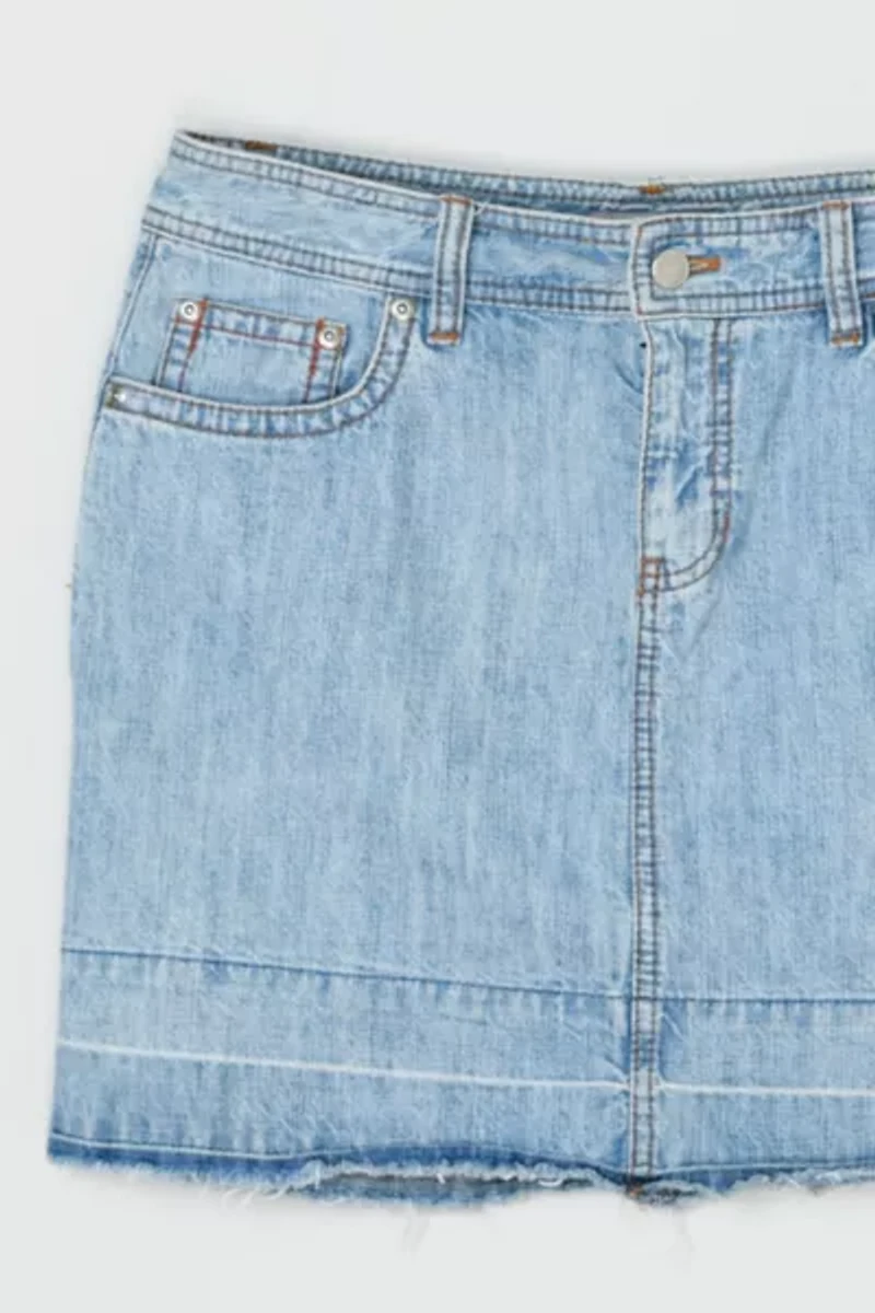 Vintage Y2k Raw-Edged Denim Mini Skirt