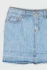Vintage Y2k Raw-Edged Denim Mini Skirt