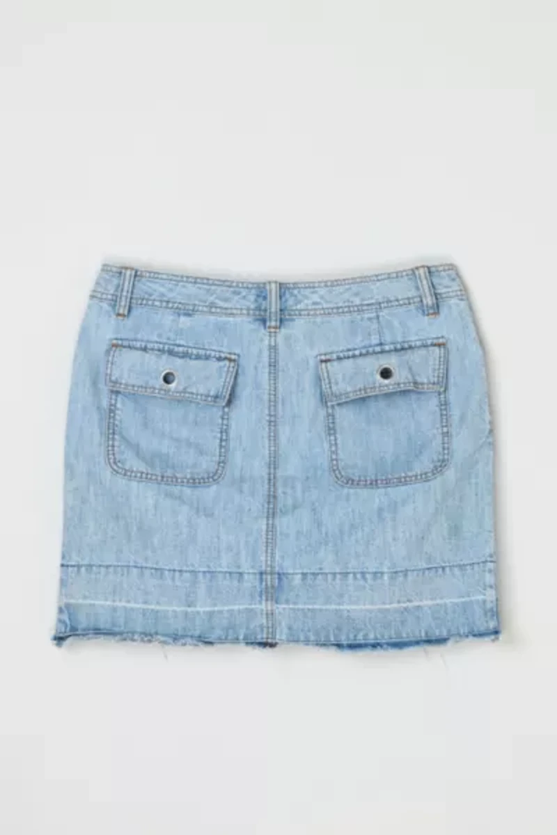 Vintage Y2k Raw-Edged Denim Mini Skirt