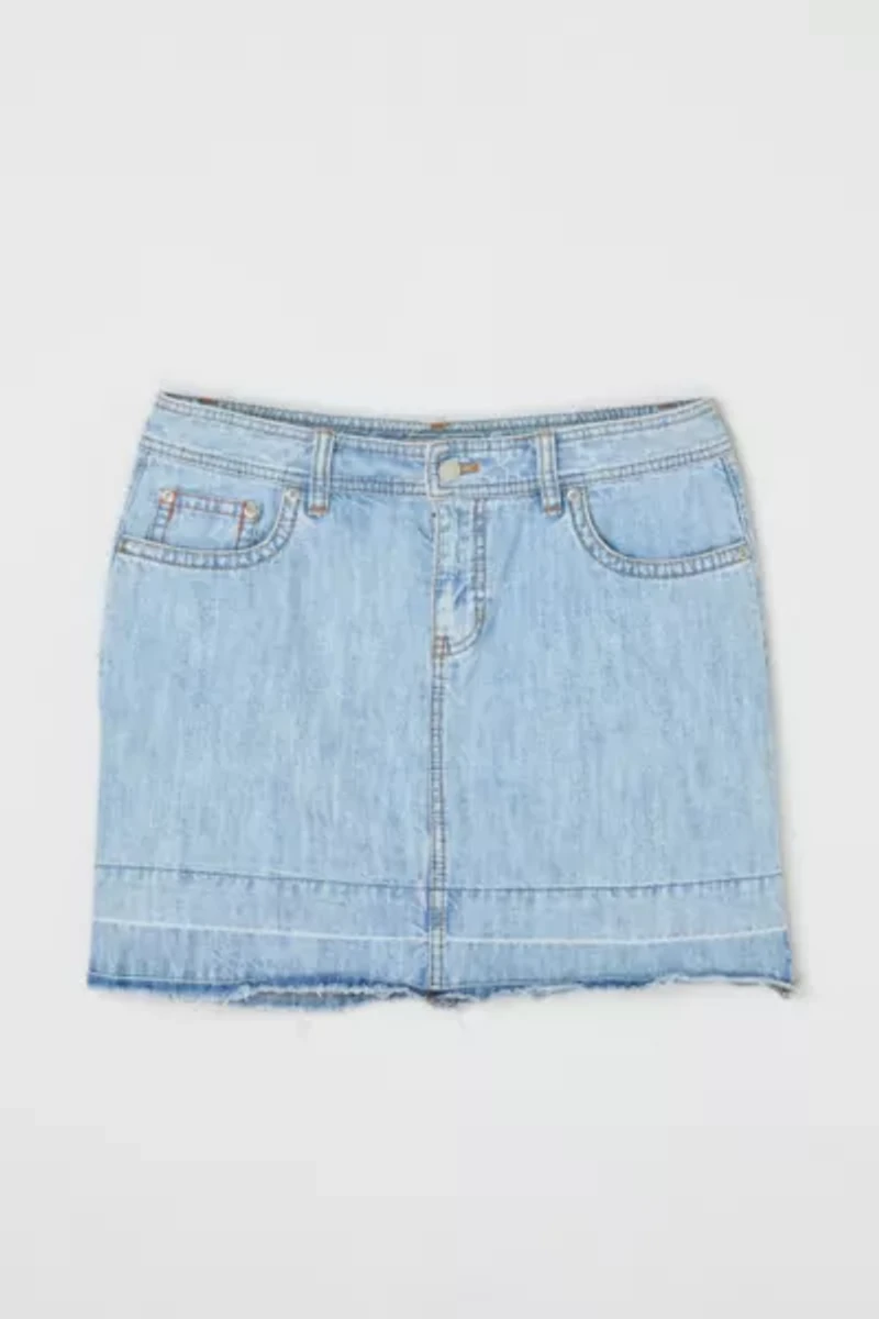 Vintage Y2k Raw-Edged Denim Mini Skirt