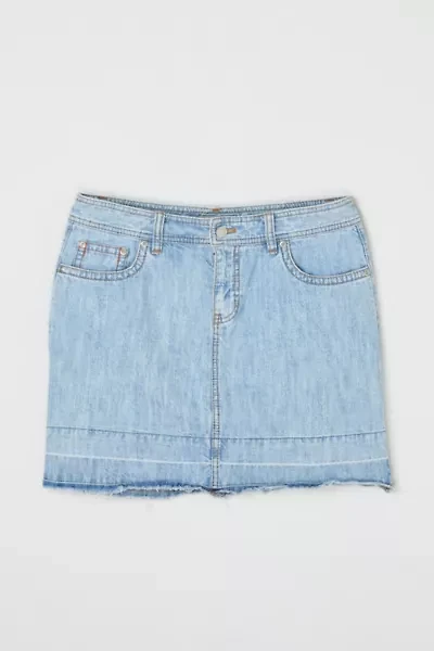 Vintage Y2k Raw-Edged Denim Mini Skirt