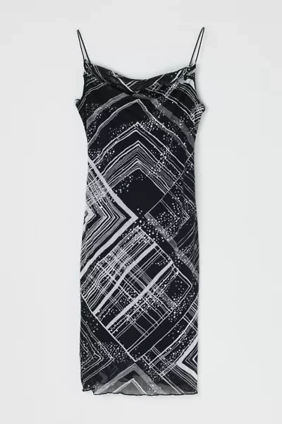 Vintage Y2k Glittered Printed Midi Slip Dress
