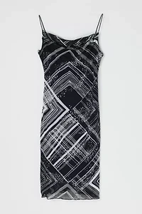 Vintage Y2k Glittered Printed Midi Slip Dress
