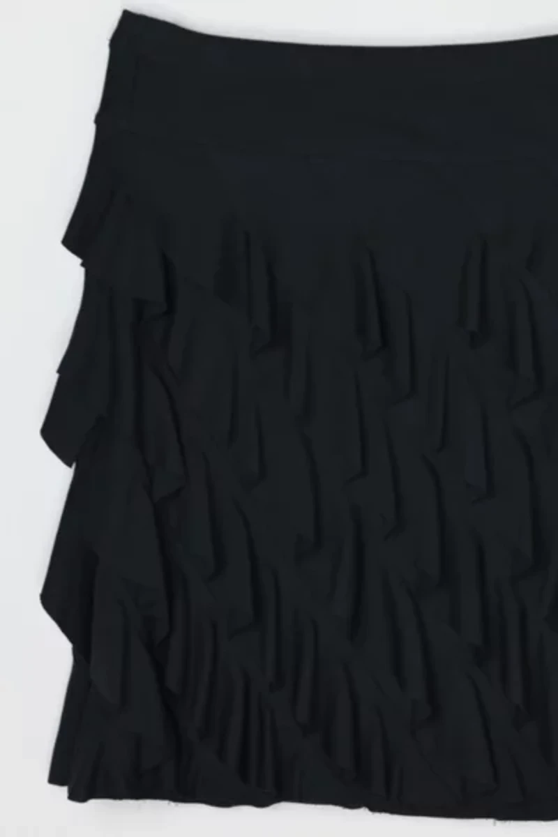 Vintage Y2k Ruffled Black Mini Skirt