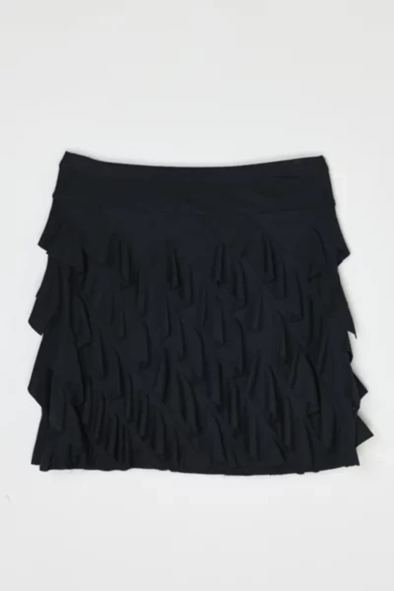 Vintage Y2k Ruffled Black Mini Skirt