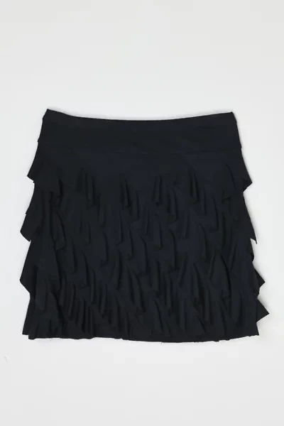 Vintage Y2k Ruffled Black Mini Skirt