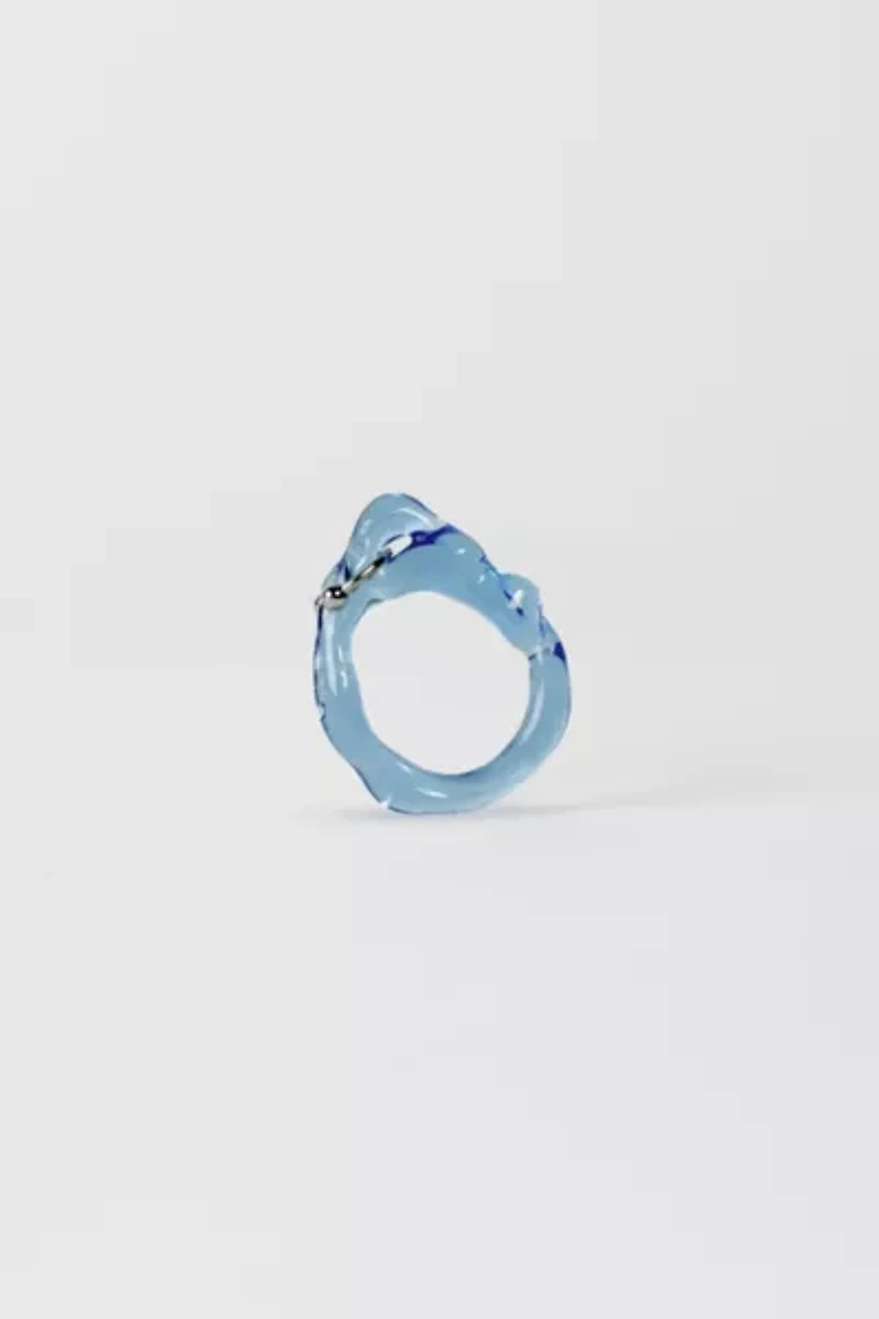 Rain and Rivers Handmade Single Pierced Glass Ring