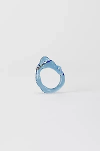 Rain and Rivers Handmade Single Pierced Glass Ring