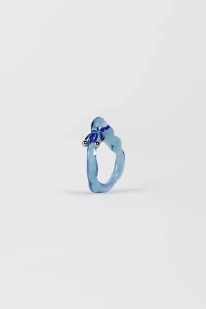 Rain and Rivers Handmade Single Pierced Glass Ring