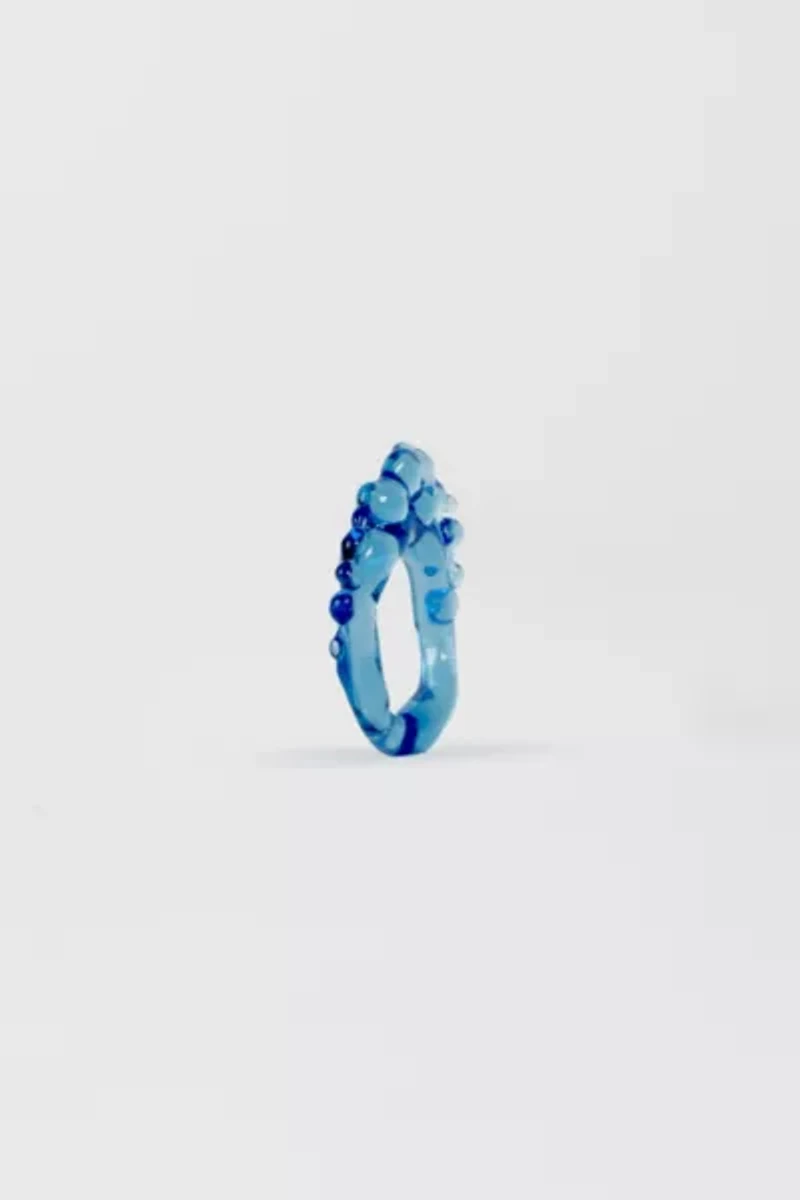 Rain and Rivers Handmade Bubble Crown Glass Ring