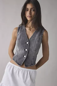 BDG Natasha Denim Button-Front Vest Top