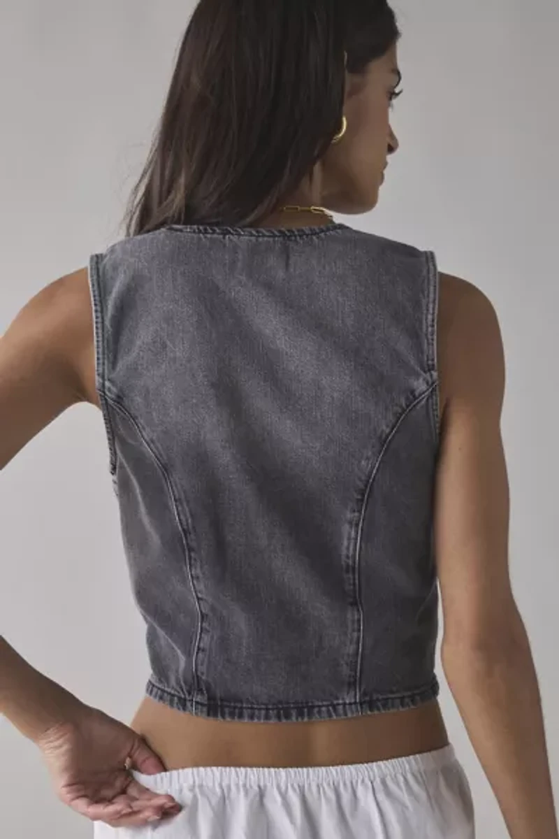 BDG Natasha Denim Button-Front Vest Top