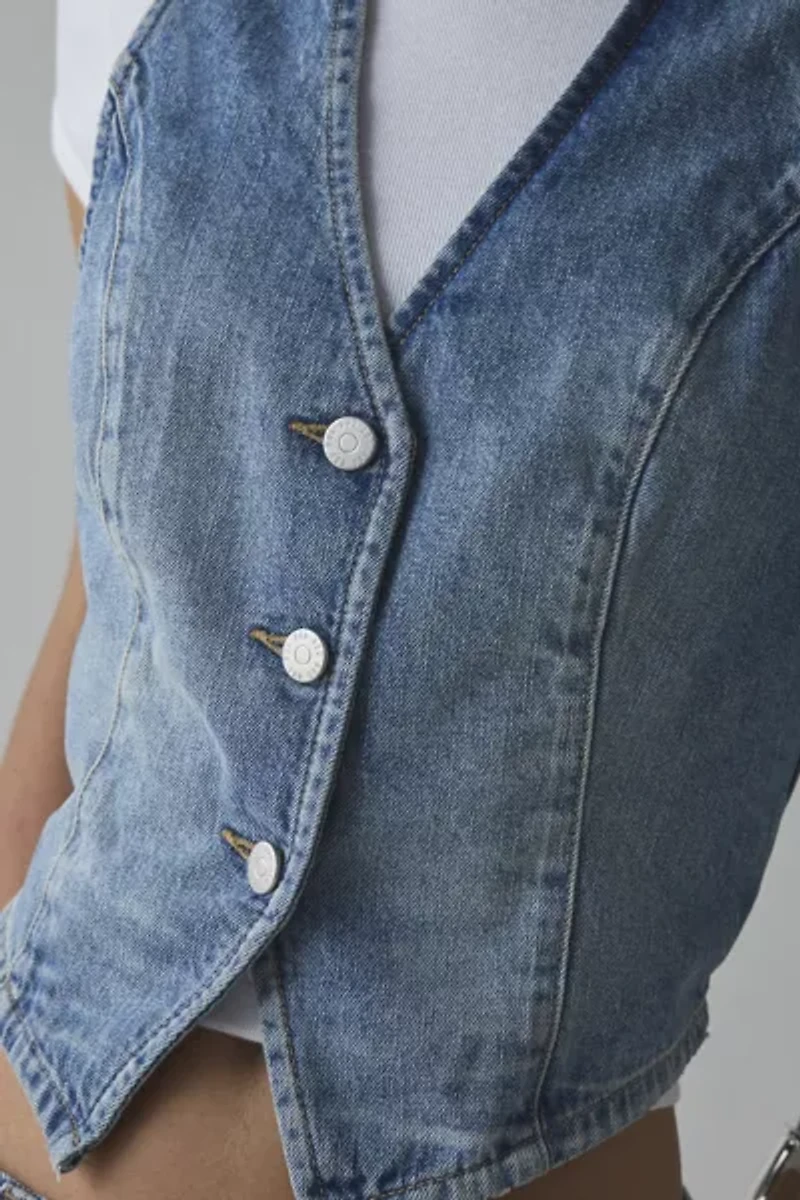 BDG Natasha Denim Button-Front Vest Top
