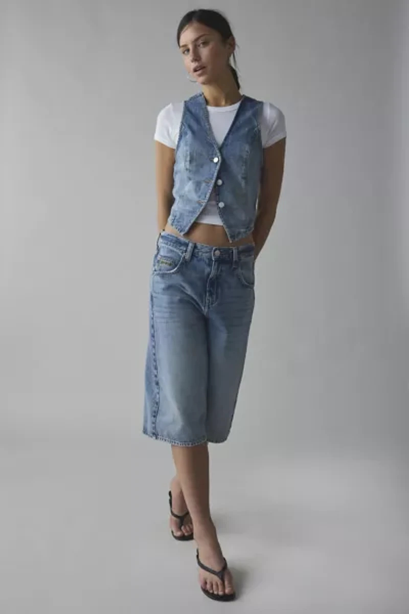 BDG Natasha Denim Button-Front Vest Top