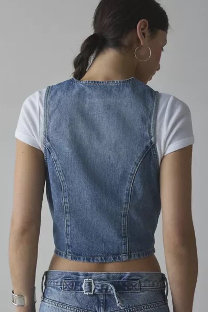 BDG Natasha Denim Button-Front Vest Top