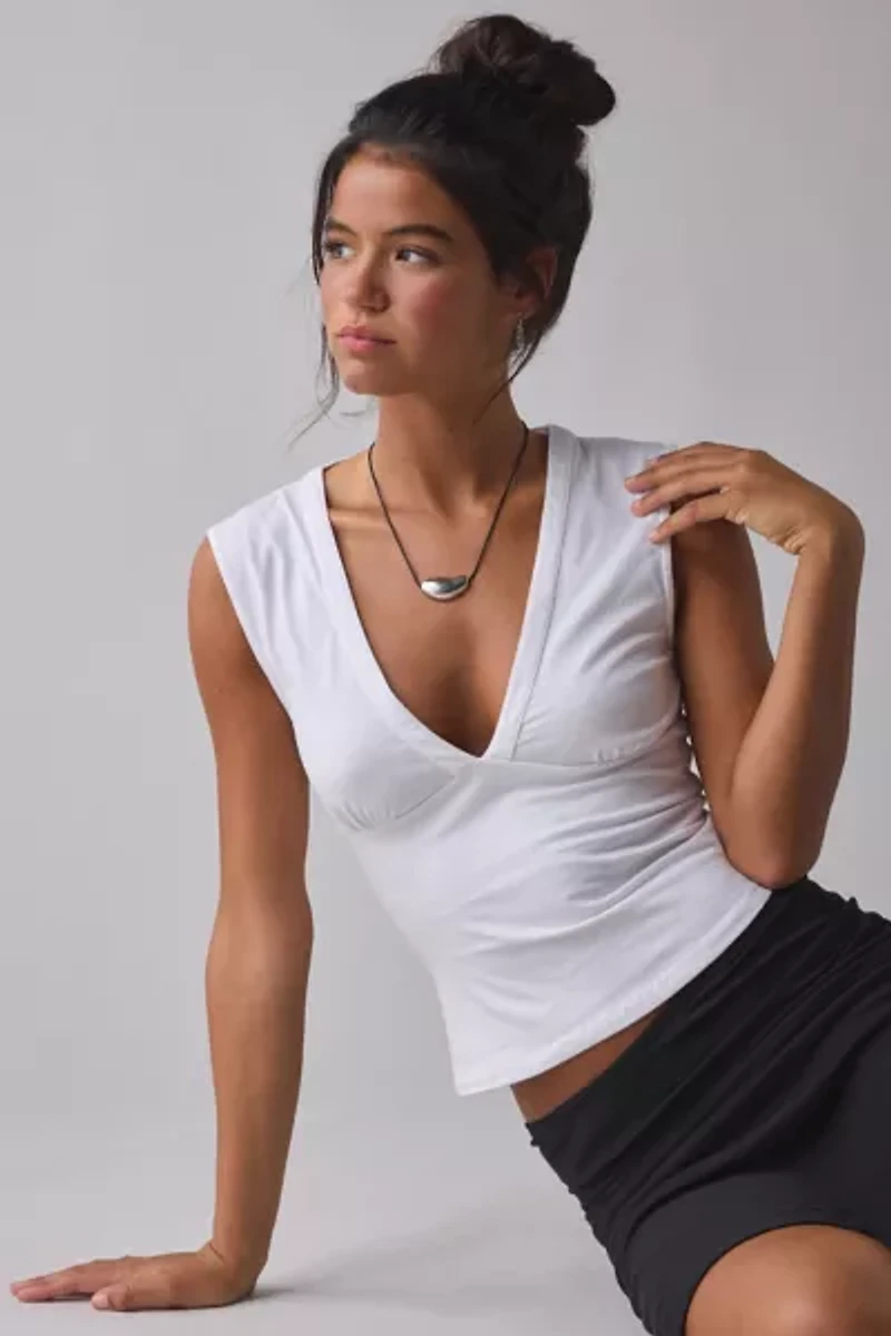 Motel Emberly Plunge Front Cropped Tank Top