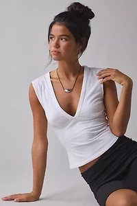 Motel Emberly Plunge Front Cropped Tank Top