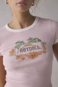 BDG Too Perfect Vanity License Plate Graphic Ringer Baby Tee