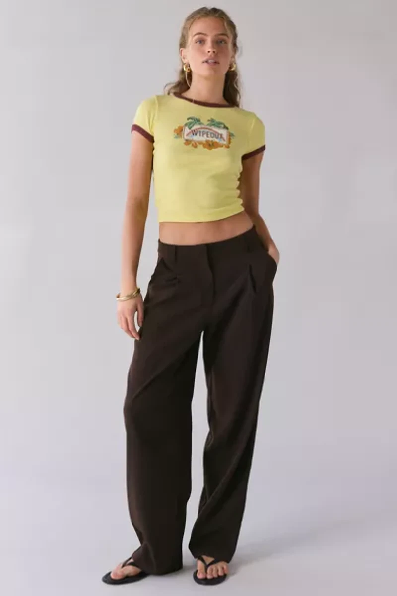 BDG Too Perfect Vanity License Plate Graphic Ringer Baby Tee