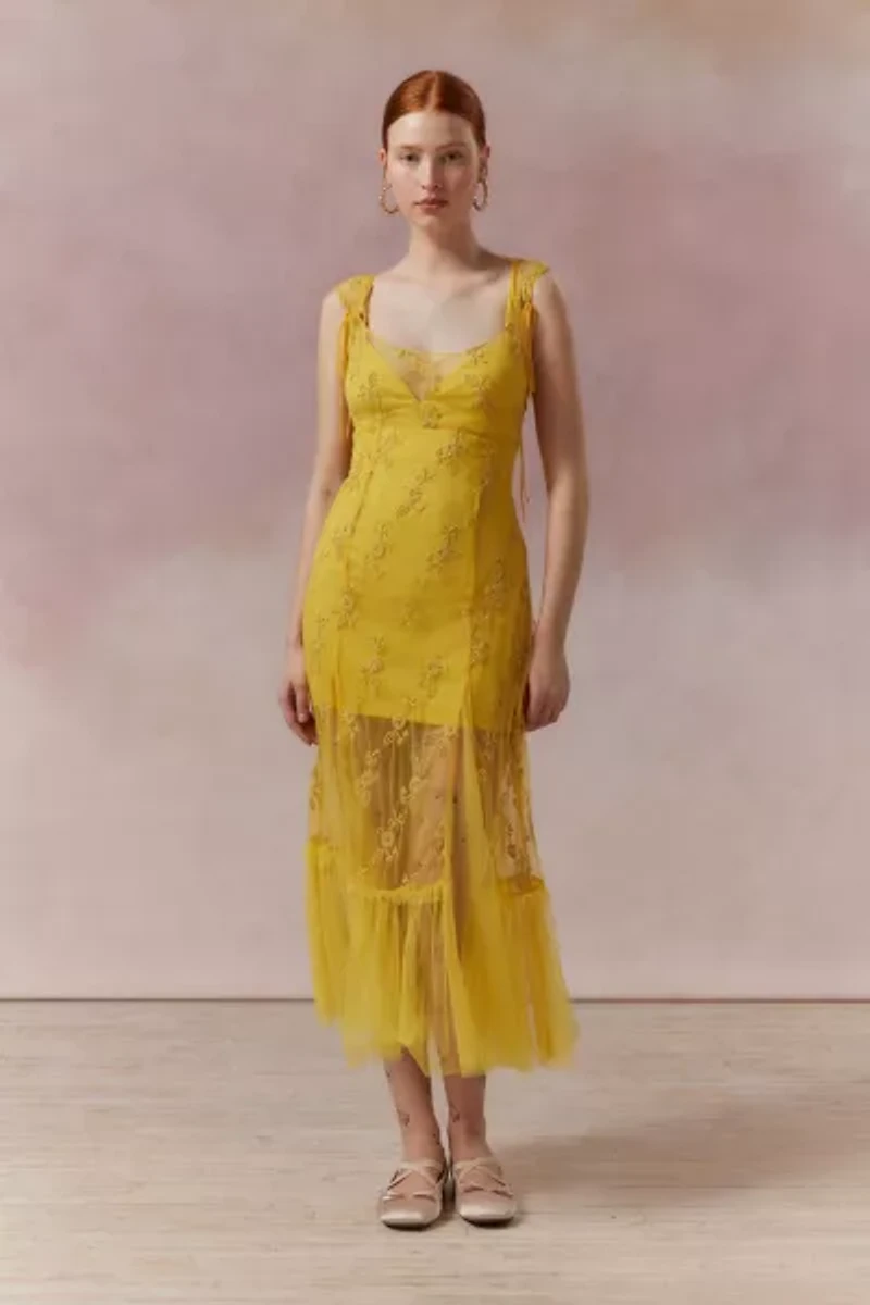 Micah Embroidered Floral Midi Dress
