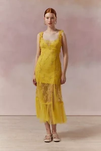 Micah Embroidered Floral Midi Dress