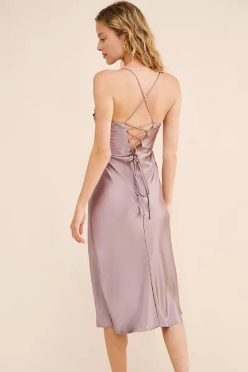 Rare London Pin Tuck Cup Detail Slip Midi Dress