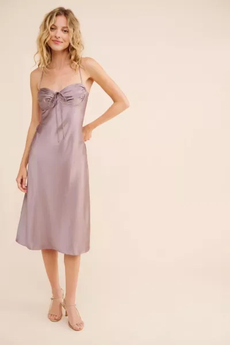 Rare London Pin Tuck Cup Detail Slip Midi Dress