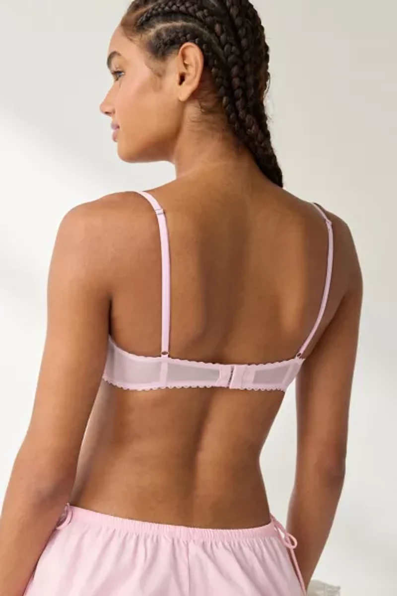 Out From Under Rita Tie-Front Bow Lace Trim Balconette Bra