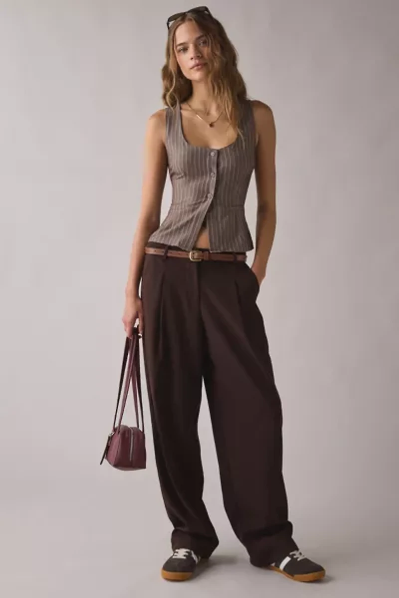 Motel Ganita Pinstripe Button-Front Vest Top