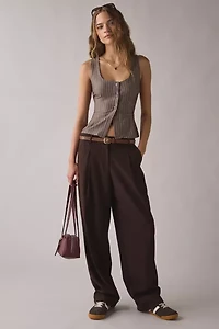 Motel Ganita Pinstripe Button-Front Vest Top