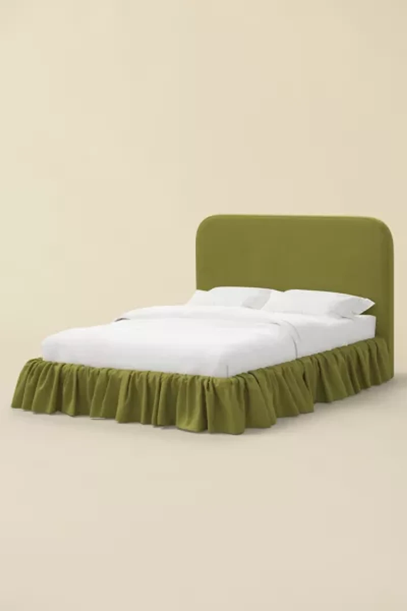 Mina Ruffle Leopard Print Upholstered Platform Bed