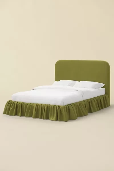Mina Ruffle Leopard Print Upholstered Platform Bed