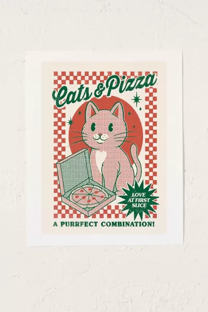 Thiago Corrêa Cats & Pizza Art Print