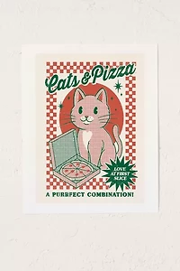 Thiago Corrêa Cats & Pizza Art Print