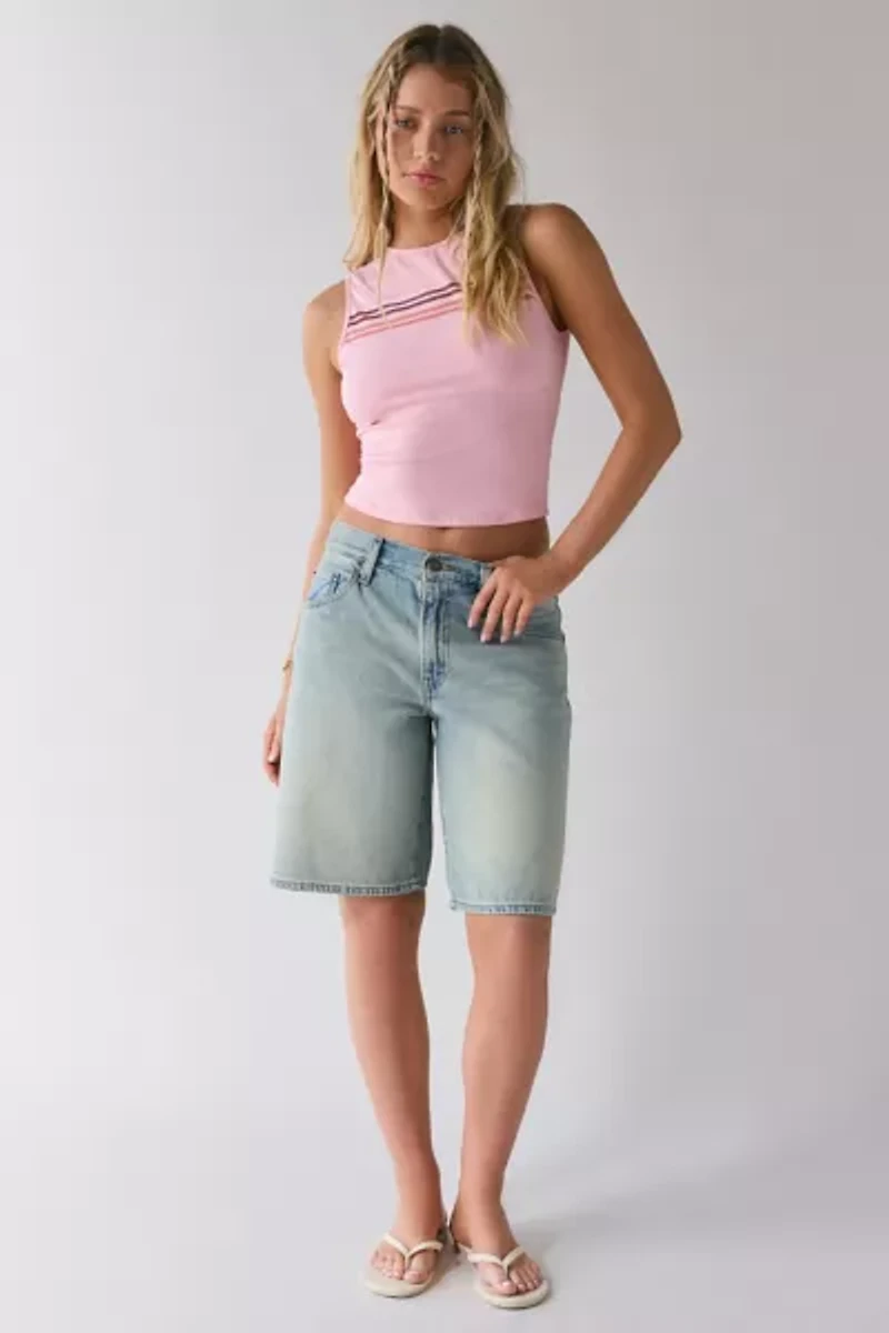 Motel Runaba Keyhole Cutout Tie-Back Cropped Tank Top