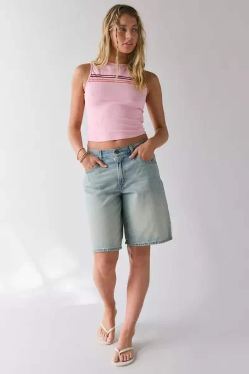 Motel Runaba Keyhole Cutout Tie-Back Cropped Tank Top