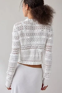 LoveShackFancy Roselline Ribbon Cotton Knit Cardigan