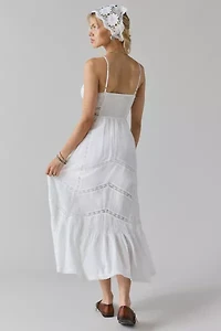 LoveShackFancy Esilda Lace Inset Cotton Midi Dress